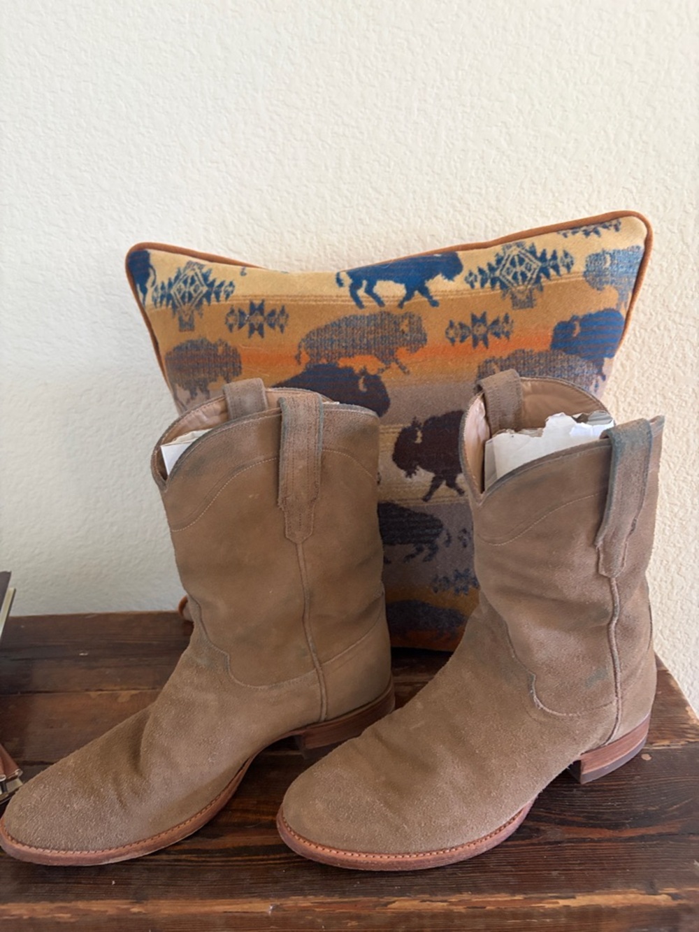 Tecovas "Shane" Suede Roper Boots - Mens 10.5D - Granite w/ matching suede belt - Picture 2 of 13